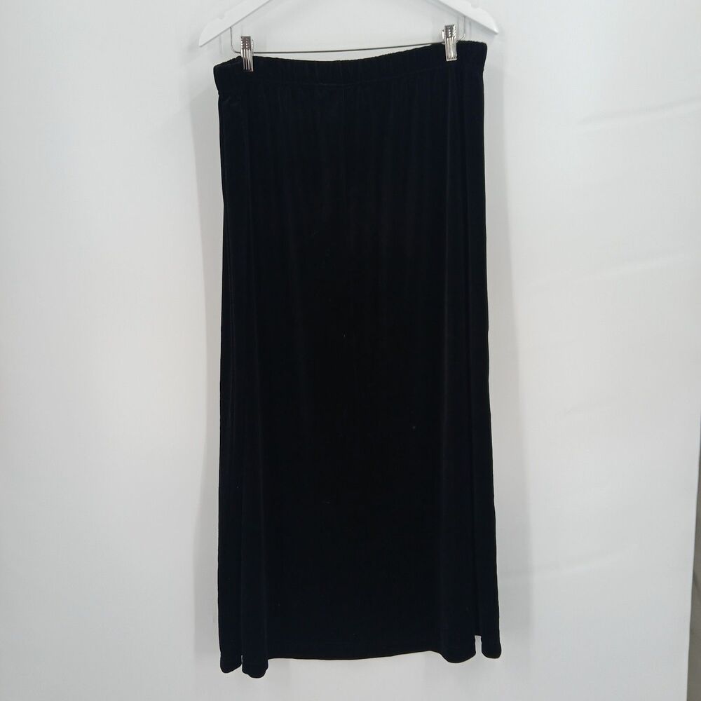 womens Dressbarn Black velour velvet Elastic Waist Maxi Skirt Plus Size 18/20